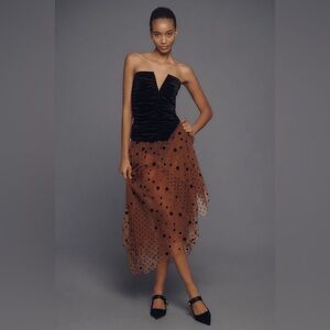 Polka Dot Tulle Midi Skirt | Sheer Layered | Elastic Waist